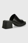 Шкіряні шльопанці Vagabond Shoemakers Hennie жіночі колір чорний каблук блок