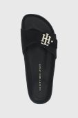 Замшеві шльопанці Tommy Hilfiger жіночі колір чорний