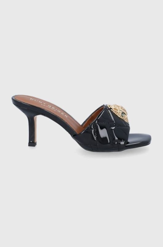 Шкіряні шльопанці Kurt Geiger London жіночі колір чорний на шпильці