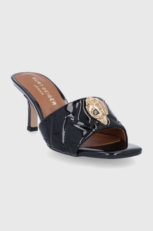 Шкіряні шльопанці Kurt Geiger London жіночі колір чорний на шпильці фото 2