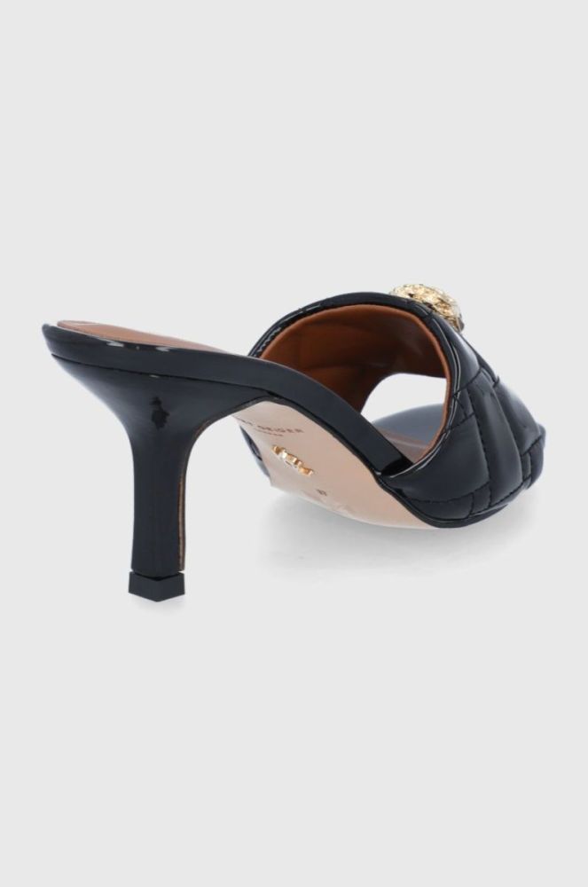 Шкіряні шльопанці Kurt Geiger London жіночі колір чорний на шпильці фото 3