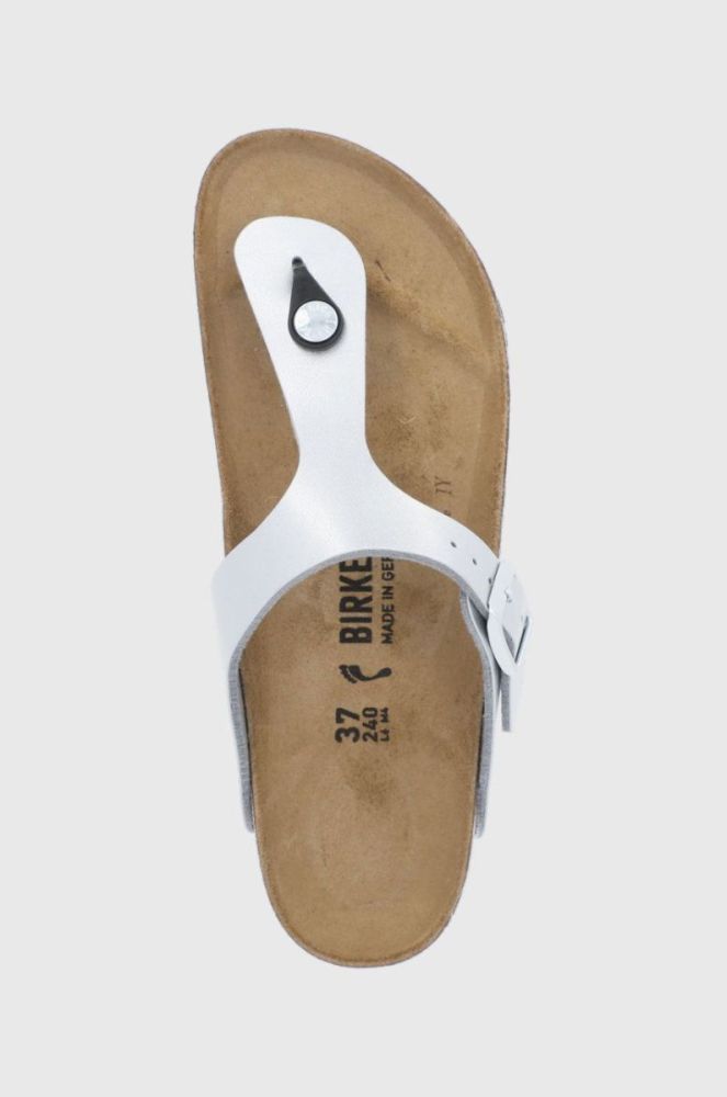 В'єтнамки Birkenstock Gizeh жіночі колір срібний на плоскому ходу Narrow Width 43853.Gizeh-Silver фото 4