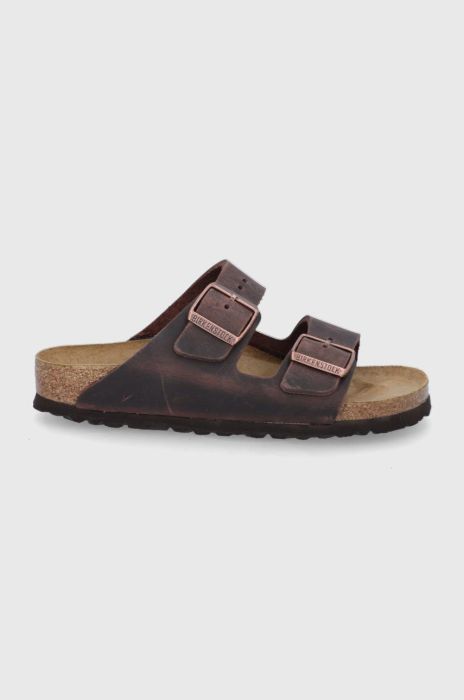 Шкіряні шльопанці Birkenstock Arizona жіночі колір коричневий Narrow Width 52533-Oil.hab