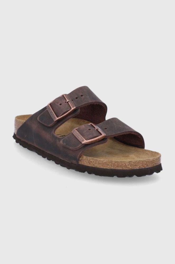 Шкіряні шльопанці Birkenstock Arizona жіночі колір коричневий Narrow Width 52533-Oil.hab фото 2