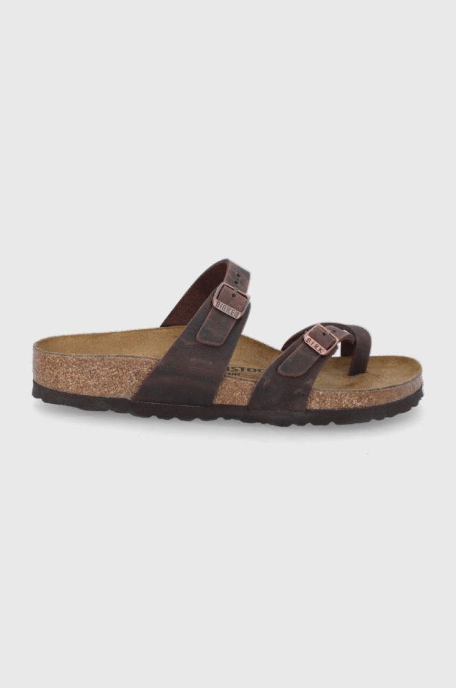 Шкіряні шльопанці Birkenstock Mayari жіночі колір коричневий 171323-Oil.hab