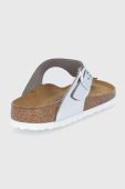 Шкіряні в'єтнамки Birkenstock Gizeh жіночі колір срібний на плоскому ходу Narrow Width 1003675-Silver