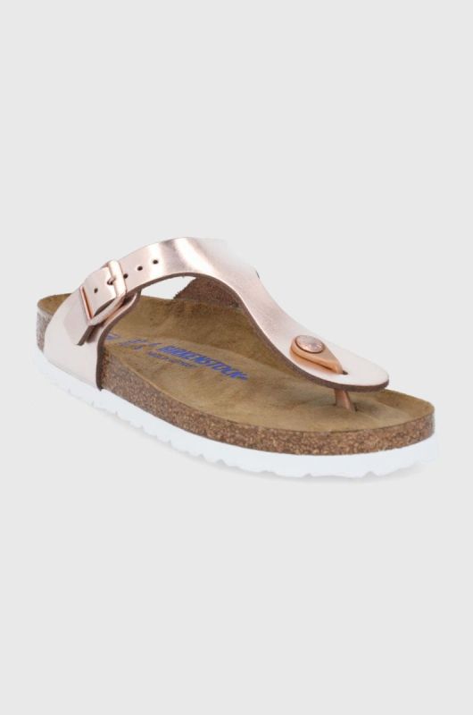 Шкіряні в'єтнамки Birkenstock Gizeh жіночі колір рожевий на плоскому ходу Narrow Width 1005049-met.copper фото 2