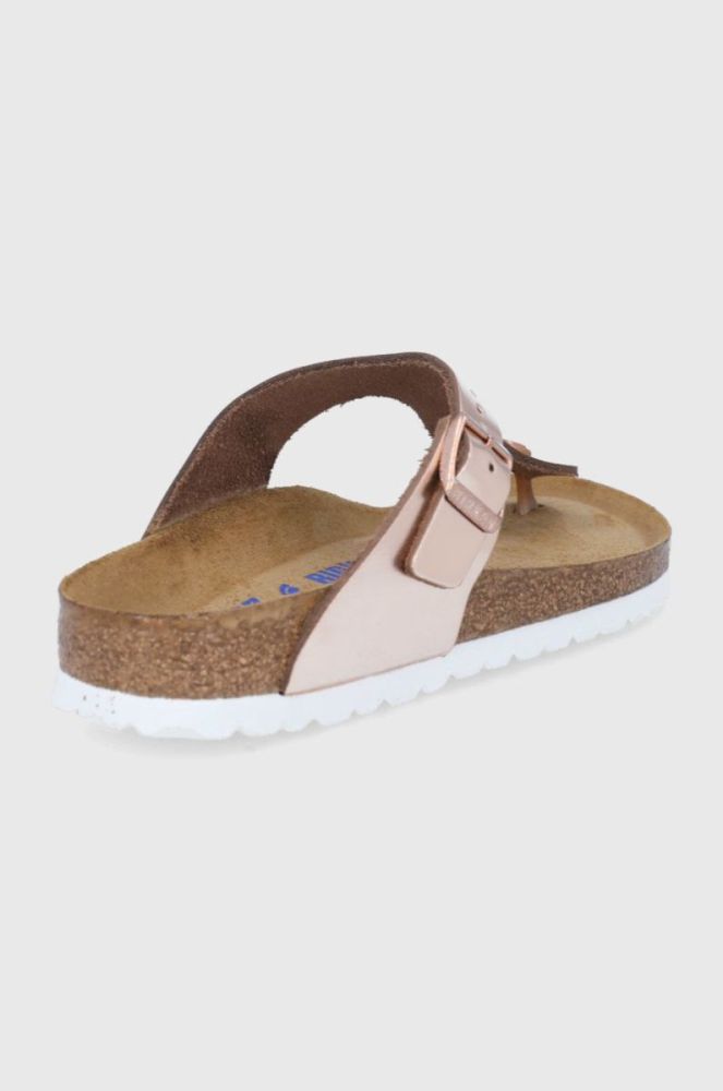 Шкіряні в'єтнамки Birkenstock Gizeh жіночі колір рожевий на плоскому ходу Narrow Width 1005049-met.copper фото 3