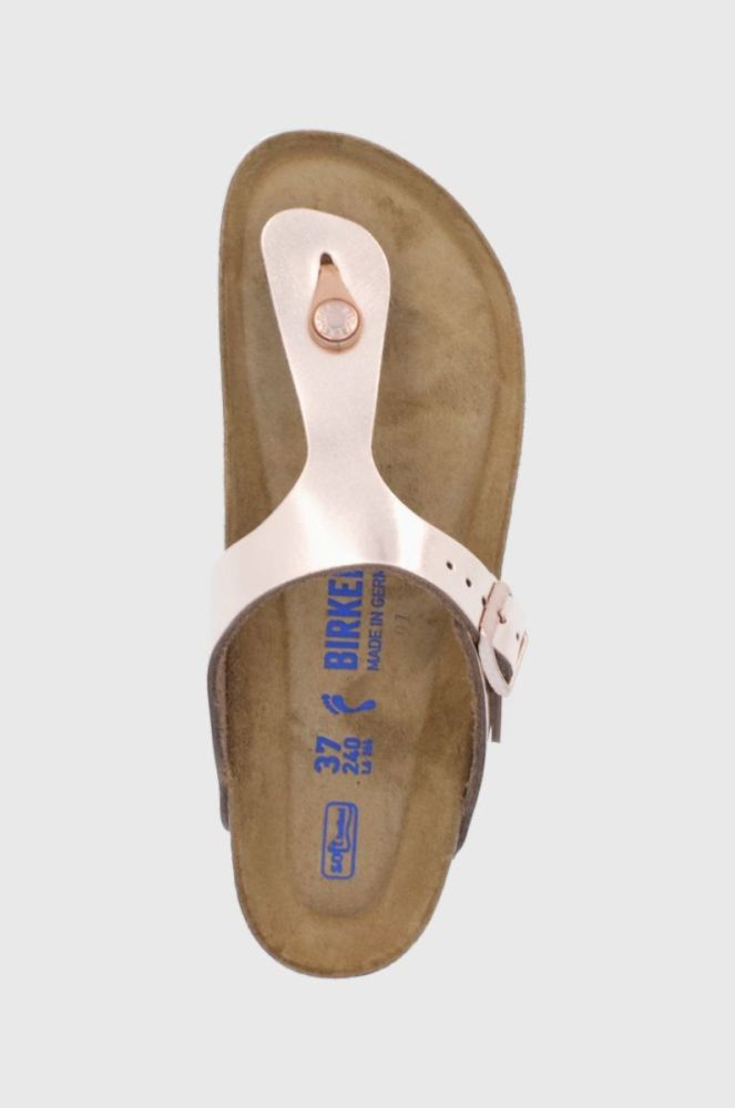 Шкіряні в'єтнамки Birkenstock Gizeh жіночі колір рожевий на плоскому ходу Narrow Width 1005049-met.copper фото 4