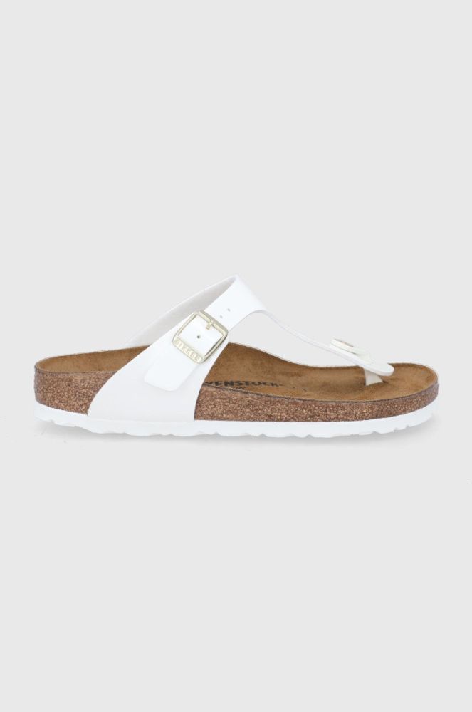 В'єтнамки Birkenstock Gizeh жіночі колір білий на плоскому ходу Narrow Width 1005300-White