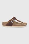 Шкіряні в'єтнамки Birkenstock Gizeh Braided жіночі колір коричневий на плоскому ходу Narrow Width 1021336-Cognac