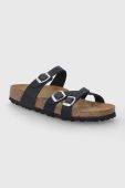 Замшеві шльопанці Birkenstock Franca жіночі колір чорний Narrow Width Замшеві шльопанці Birkenstock Franca жіночі колір чорний Narrow Width