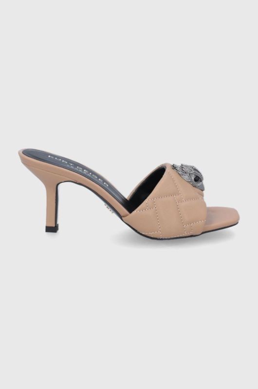 Шкіряні шльопанці Kurt Geiger London жіночі колір коричневий на шпильці
