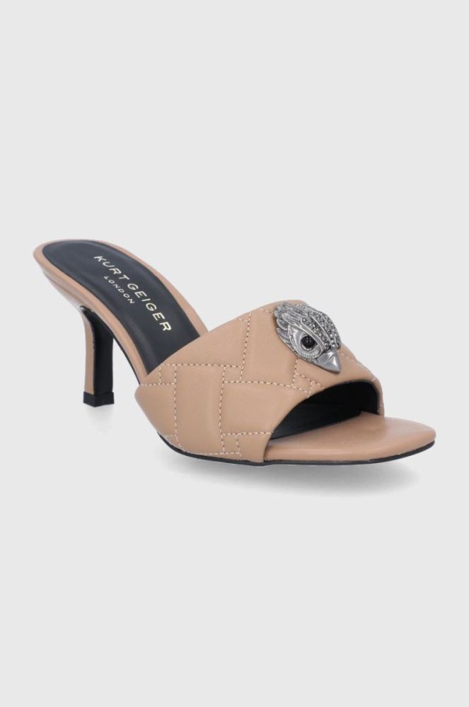 Шкіряні шльопанці Kurt Geiger London жіночі колір коричневий на шпильці фото 2