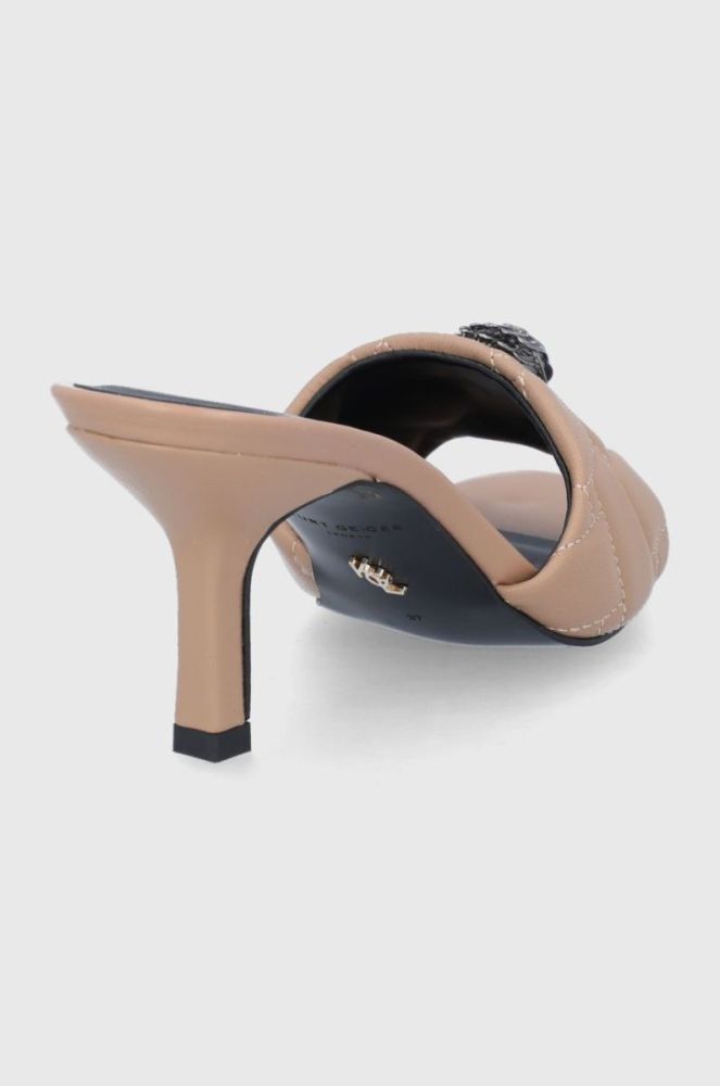 Шкіряні шльопанці Kurt Geiger London жіночі колір коричневий на шпильці фото 3