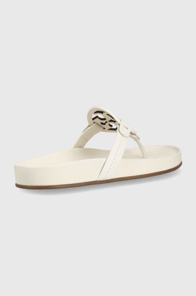 Шкіряні в'єтнамки Tory Burch Miller жіночі колір білий на плоскому ходу фото 2