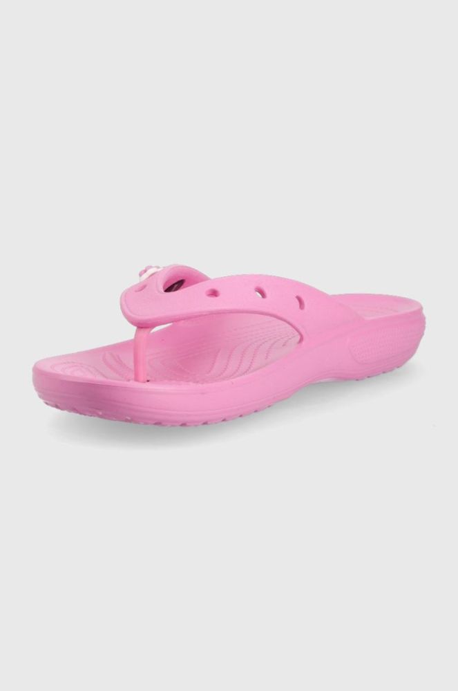 В'єтнамки Crocs CLASSIC 207713 жіночі колір фіолетовий на плоскому ходу 207713.6SW-TAFFY.PINK фото 3