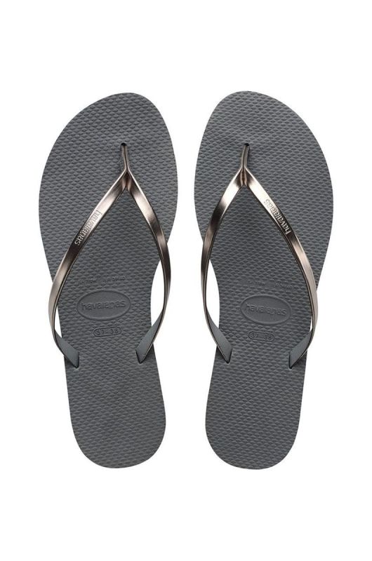 В'єтнамки Havaianas You Metallic жіночі колір сірий на плоскому ходу