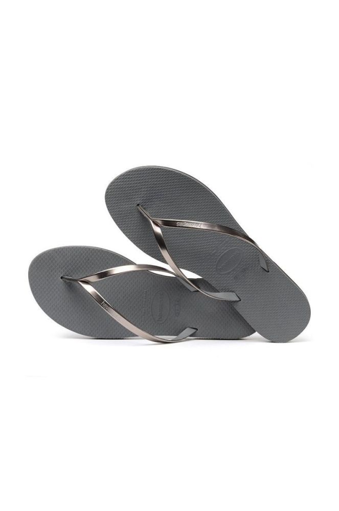 В'єтнамки Havaianas You Metallic жіночі колір сірий на плоскому ходу фото 4