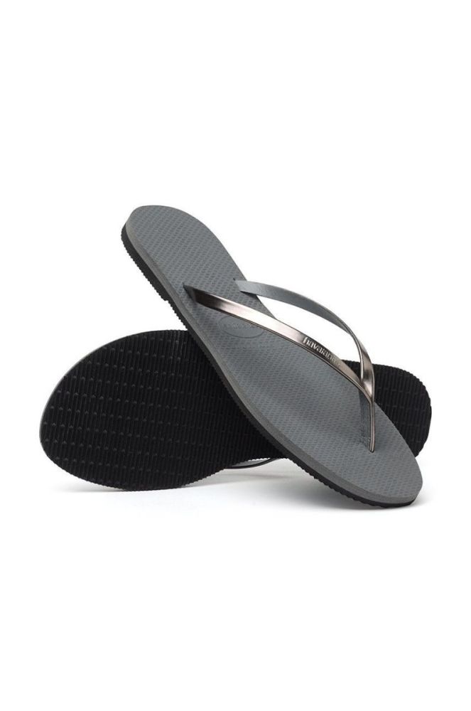В'єтнамки Havaianas You Metallic жіночі колір сірий на плоскому ходу фото 5