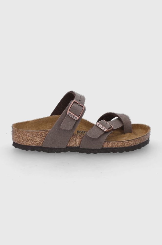 Замшеві шльопанці Birkenstock колір коричневий