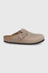 Замшеві шльопанці Birkenstock Boston чоловічі колір коричневий Замшеві шльопанці Birkenstock Boston чоловічі колір коричневий