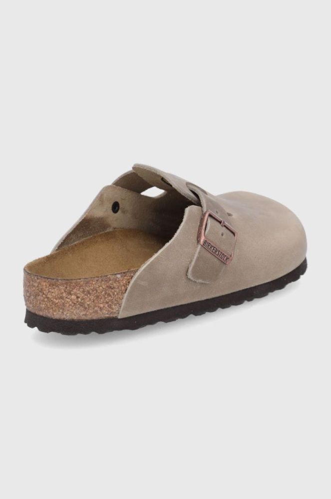 Замшеві шльопанці Birkenstock Boston чоловічі колір коричневий фото 3
