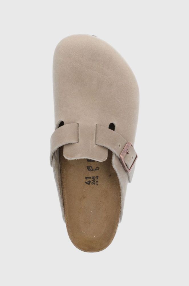 Замшеві шльопанці Birkenstock Boston чоловічі колір коричневий фото 4