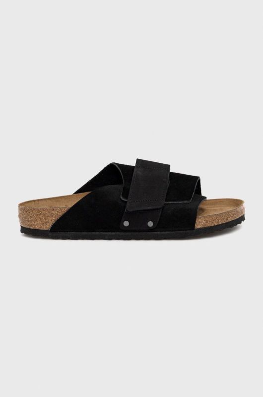 Замшеві шльопанці Birkenstock Kyoto чоловічі колір чорний