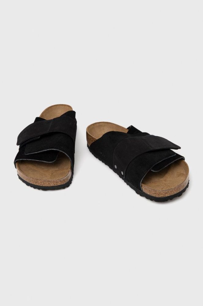 Замшеві шльопанці Birkenstock Kyoto чоловічі колір чорний фото 2