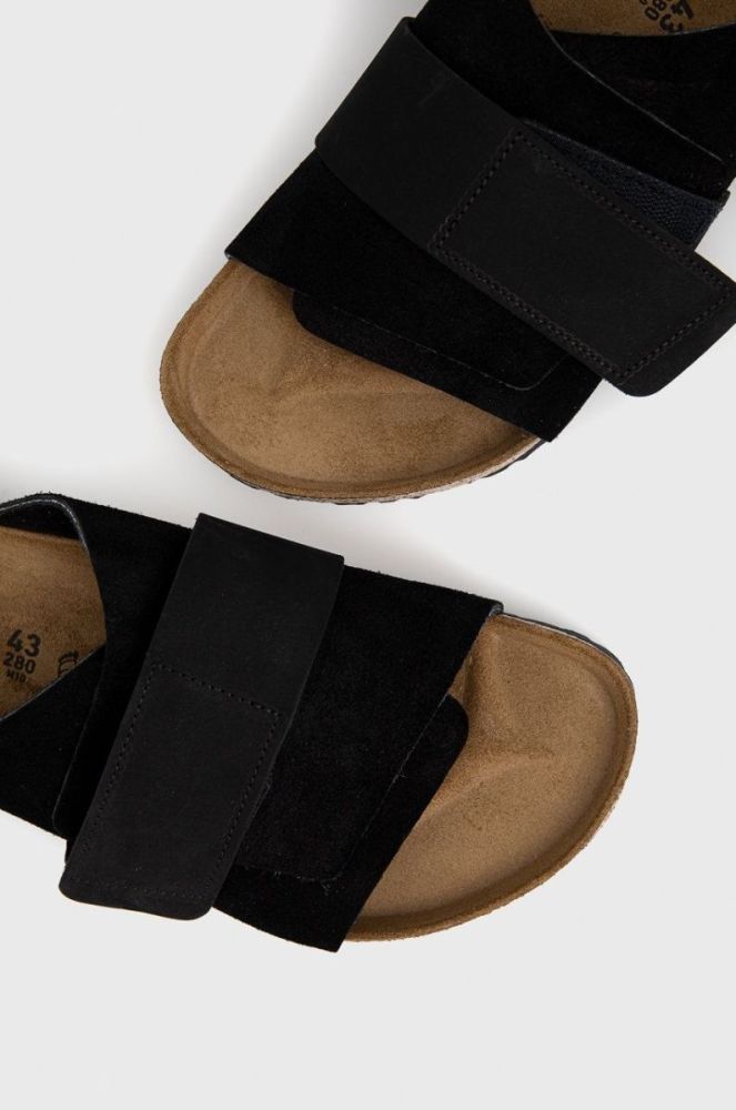 Замшеві шльопанці Birkenstock Kyoto чоловічі колір чорний фото 3