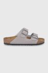 Шкіряні шльопанці Birkenstock Arizona чоловічі колір сірий 1022443-Stone.coin Шкіряні шльопанці Birkenstock Arizona чоловічі колір сірий 1022443-Stone.coin
