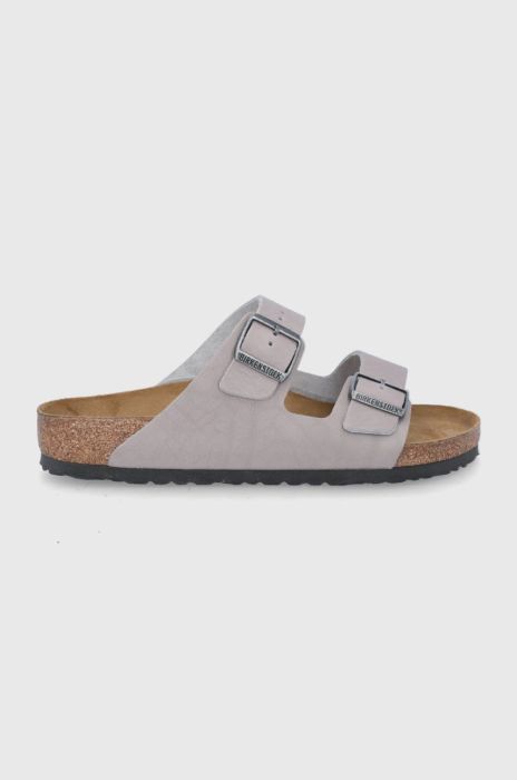 Шкіряні шльопанці Birkenstock Arizona чоловічі колір сірий 1022443-Stone.coin