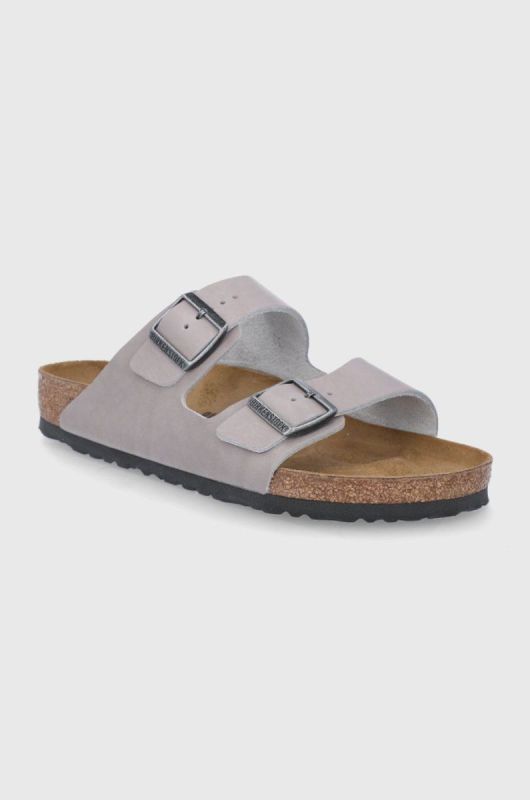 Шкіряні шльопанці Birkenstock Arizona чоловічі колір сірий 1022443-Stone.coin фото 2