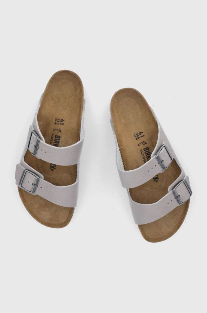 Шкіряні шльопанці Birkenstock Arizona чоловічі колір сірий 1022443-Stone.coin фото 5