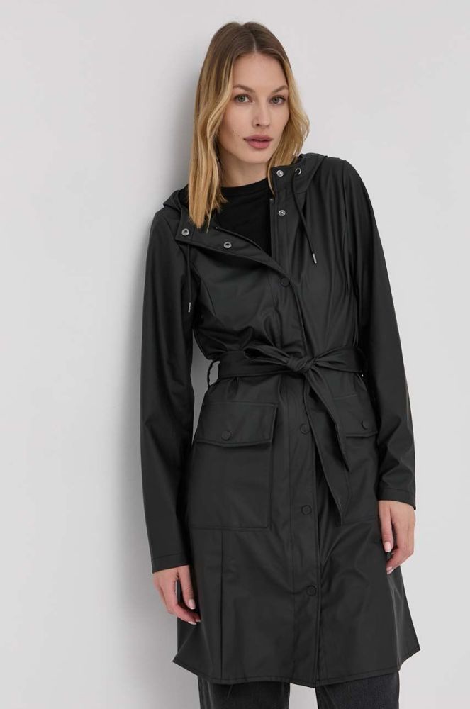 Куртка Rains 18130 Curve Jacket жіноча колір чорний перехідна 18130.01-Black