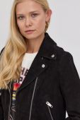 Замшева куртка The Kooples жіноча колір чорний перехідна