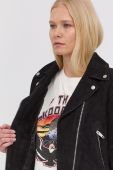 Замшева куртка The Kooples жіноча колір чорний перехідна