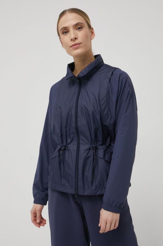 Куртка adidas Performance HU0032 жіноча колір синій перехідна фото 4