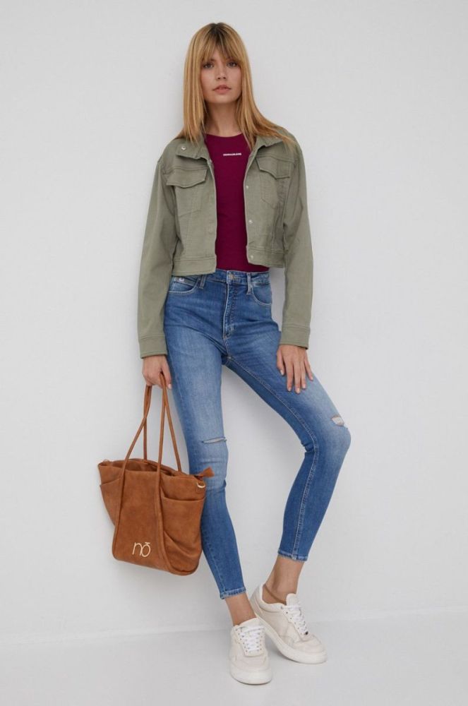Куртка Dkny жіноча колір зелений перехідна (2164280) фото 2