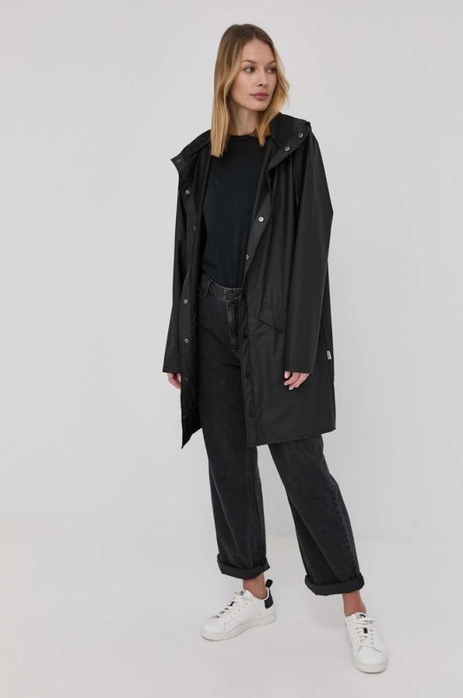 Куртка Rains 12020 Long Jacket колір чорний перехідна 12020.01-Black фото 3
