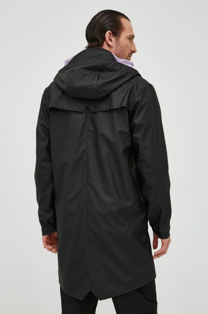 Куртка Rains 12020 Long Jacket колір чорний перехідна 12020.01-Black фото 4