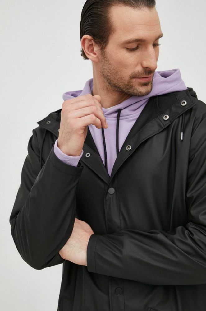 Куртка Rains 12020 Long Jacket колір чорний перехідна 12020.01-Black фото 6