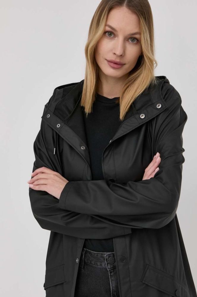 Куртка Rains 12020 Long Jacket колір чорний перехідна 12020.01-Black фото 7