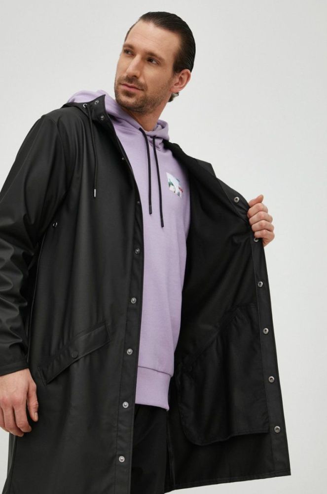 Куртка Rains 12020 Long Jacket колір чорний перехідна 12020.01-Black фото 9