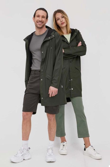Куртка Rains 12020 Long Jacket колір зелений перехідна 12020.03-Green Куртка Rains 12020 Long Jacket колір зелений перехідна 12020.03-Green