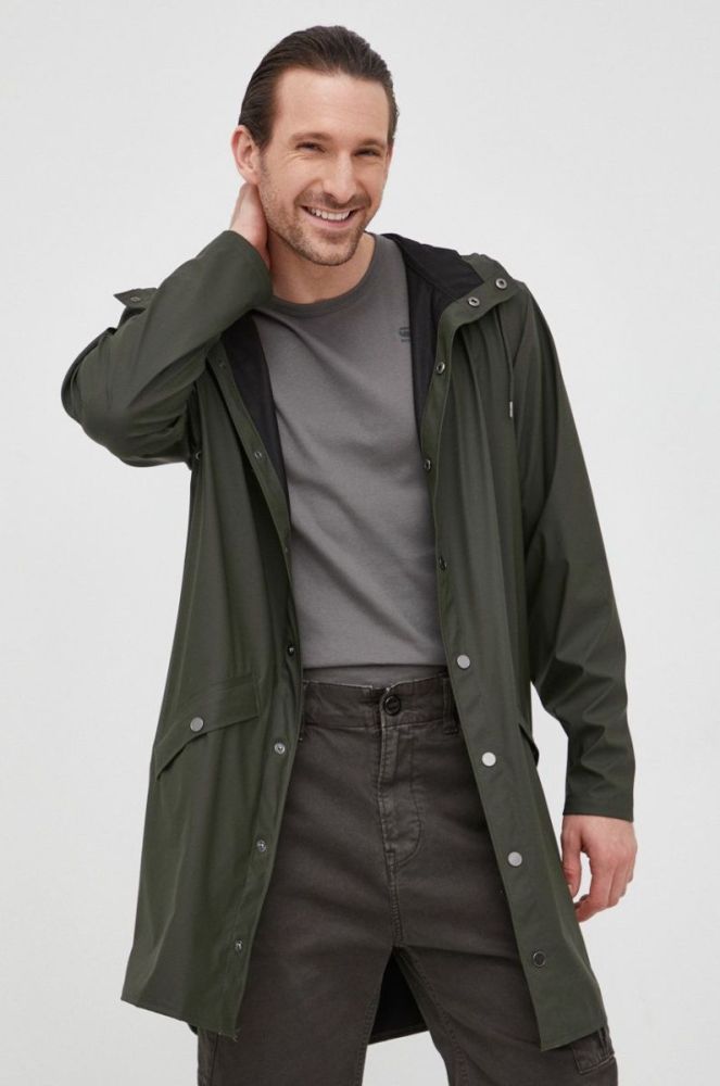 Куртка Rains 12020 Long Jacket колір зелений перехідна 12020.03-Green фото 4