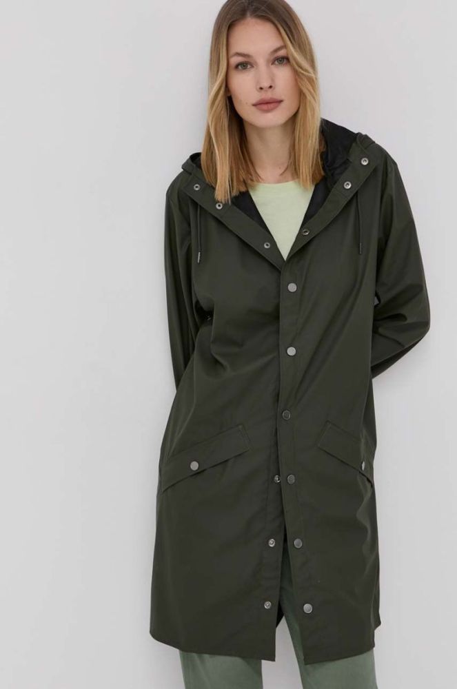 Куртка Rains 12020 Long Jacket колір зелений перехідна 12020.03-Green фото 5