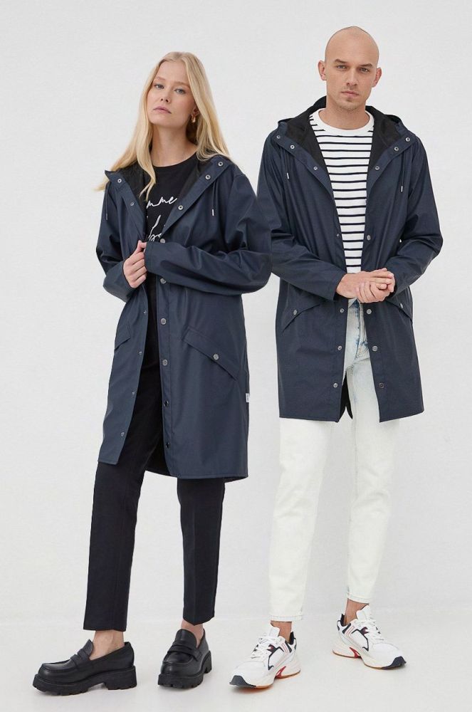 Куртка Rains 12020 Long Jacket колір синій перехідна 12020.47-Navy