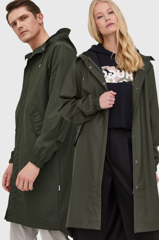 Дощовик Rains 18140 Fishtail Parka колір зелений перехідна 18140.03-Green